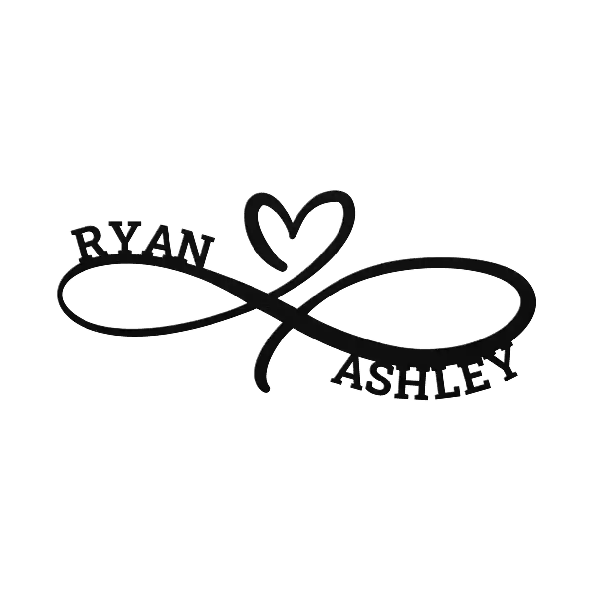 Ryan & Ashley Infinity Heart Metal Sign