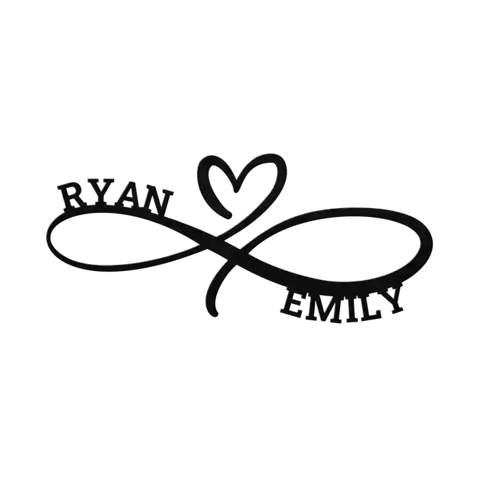 Ryan & Emily Infinity Heart Metal Sign