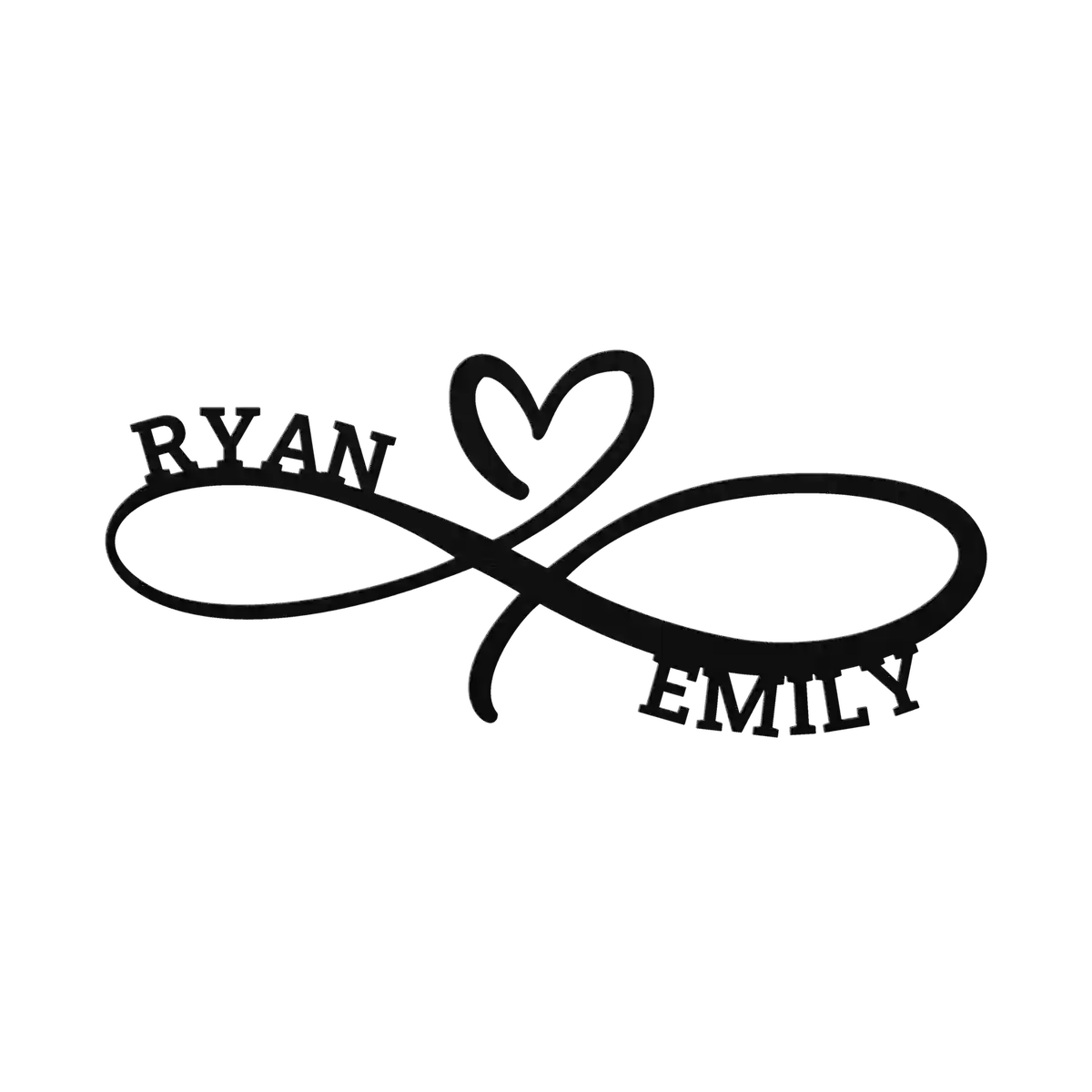 Ryan & Emily Infinity Heart Metal Sign