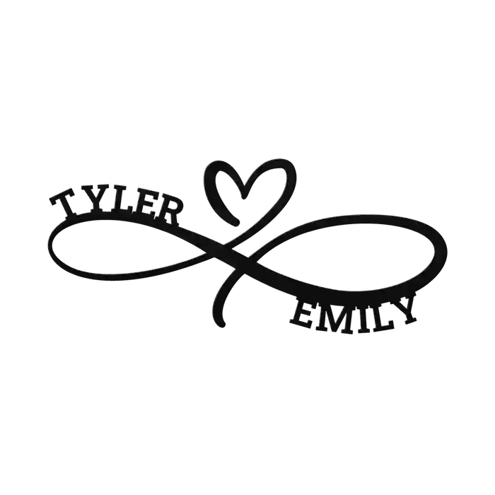 Tyler & Emily Infinity Heart Metal Sign