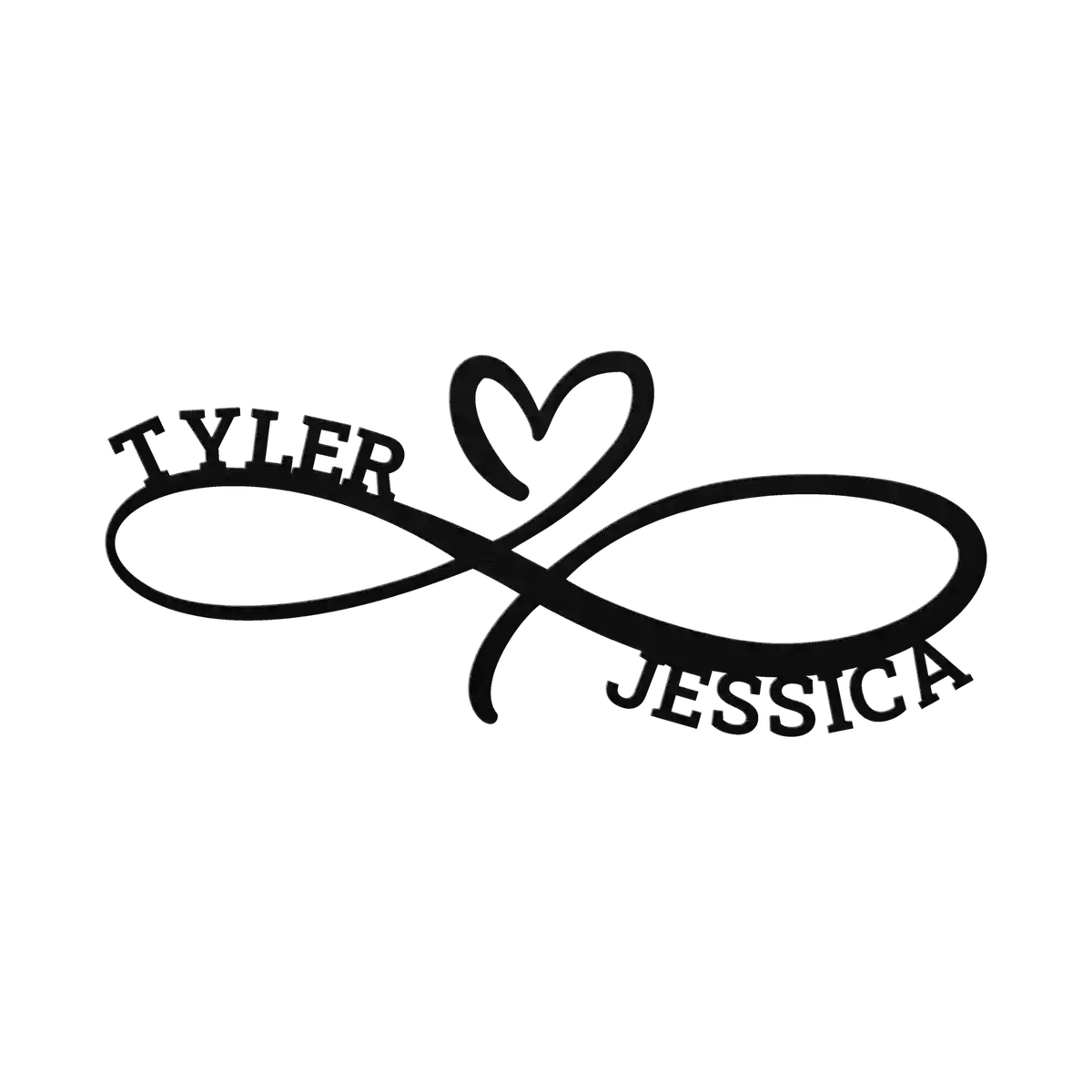 Tyler & Jessica Infinity Heart Metal Sign