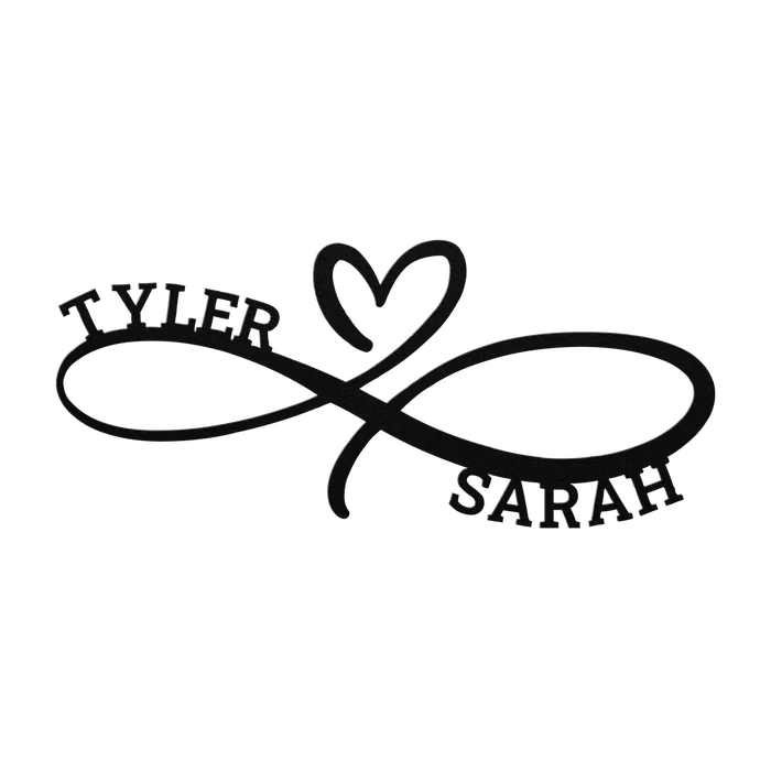 Tyler & Sarah Infinity Heart Metal Sign