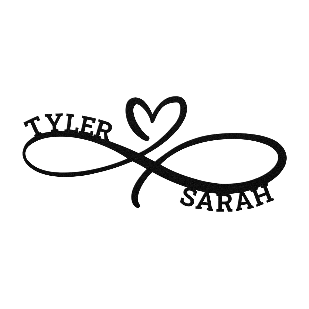 Tyler & Sarah Infinity Heart Metal Sign