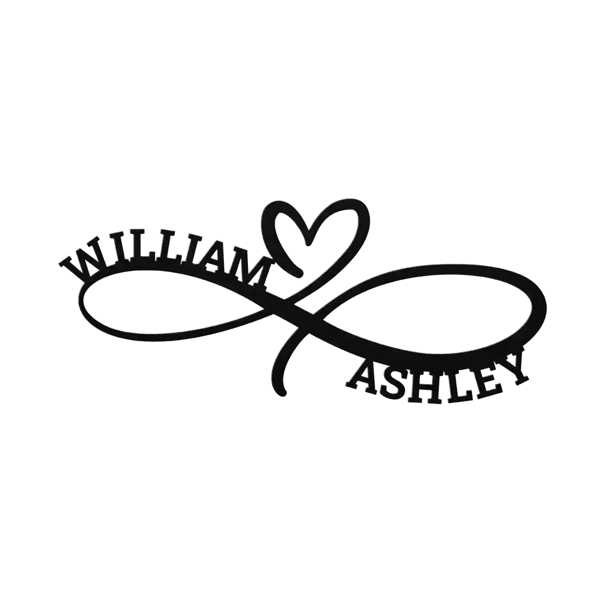 William & Ashley Infinity Heart Metal Sign