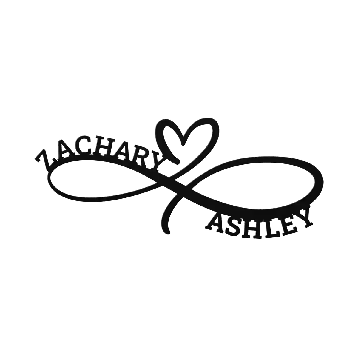 Zachary & Ashley Infinity Heart Metal Sign