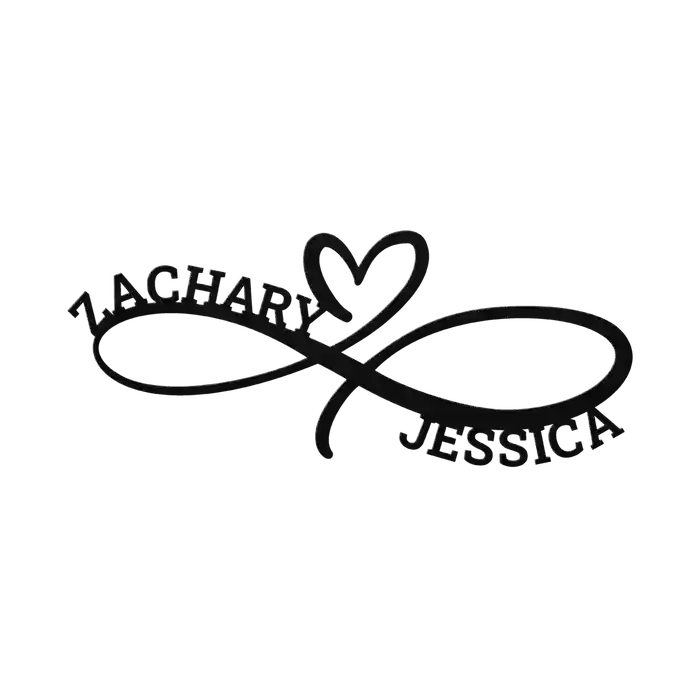 Zachary & Jessica Infinity Heart Metal Sign