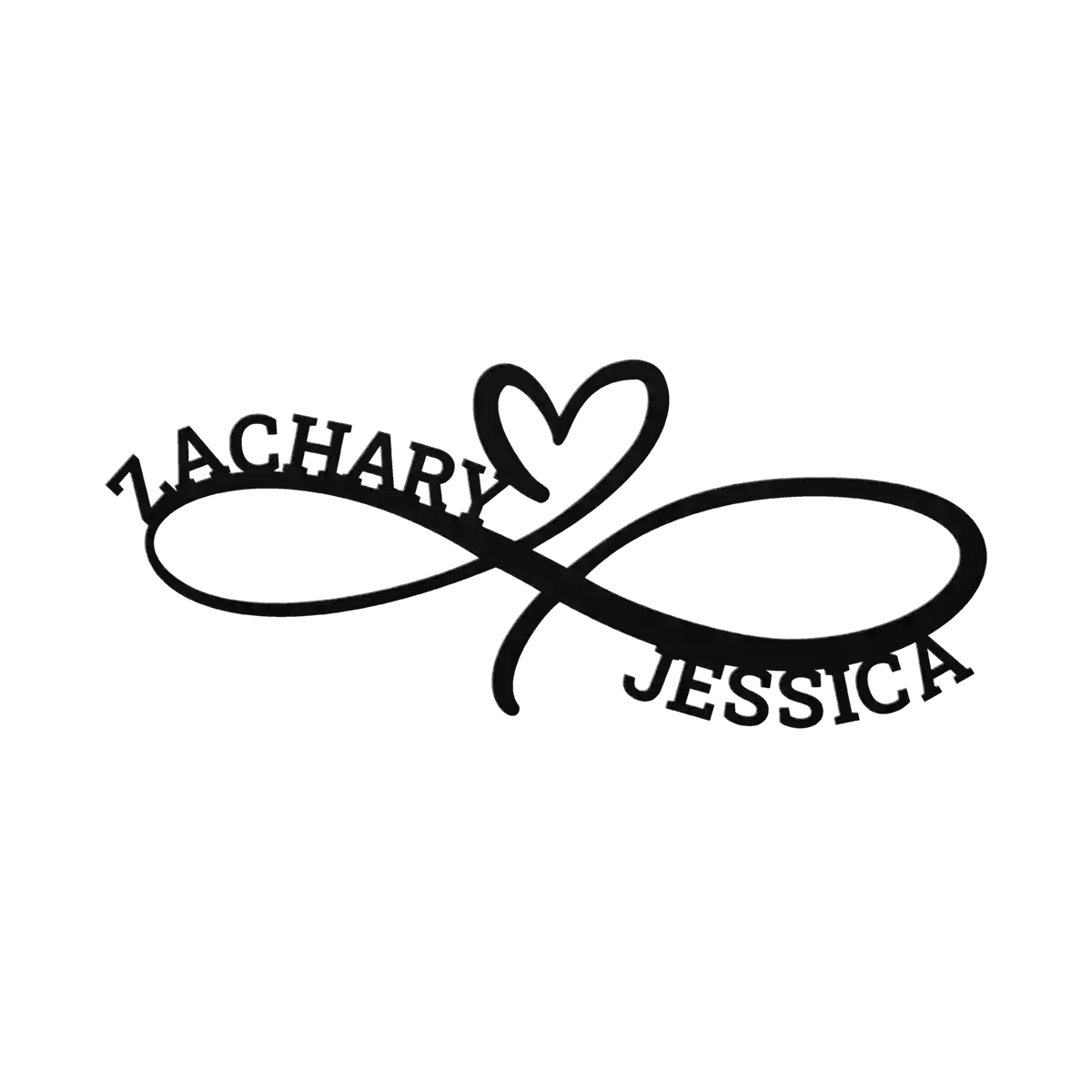 Zachary & Jessica Infinity Heart Metal Sign