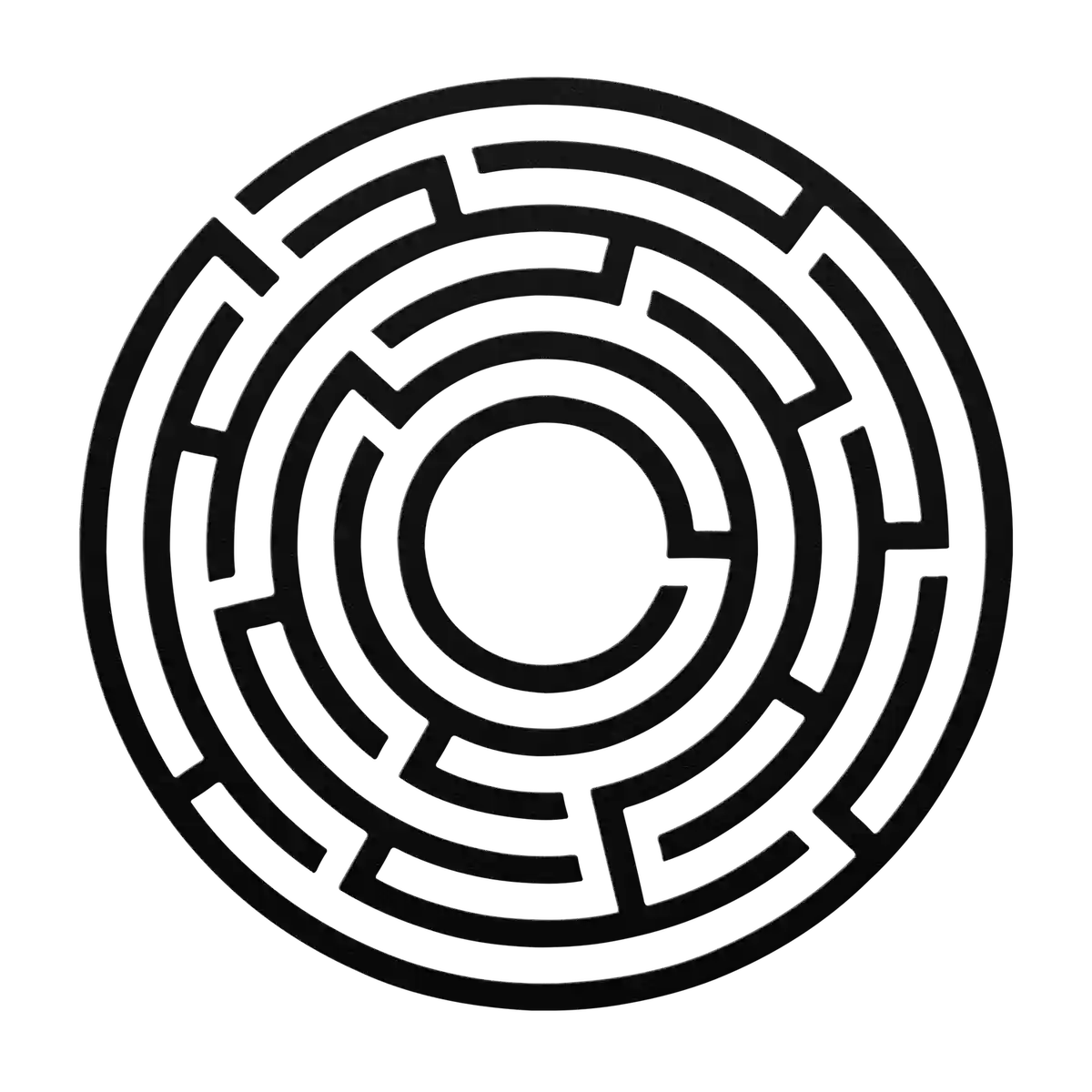 Labyrinth Concentric Rings Metal Sign