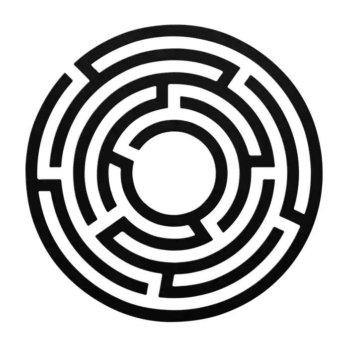 Labyrinth Stepped Rings Metal Sign