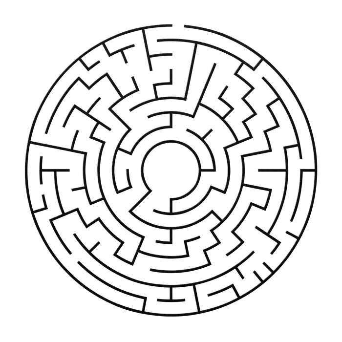 Labyrinth Winding Rings Metal Sign