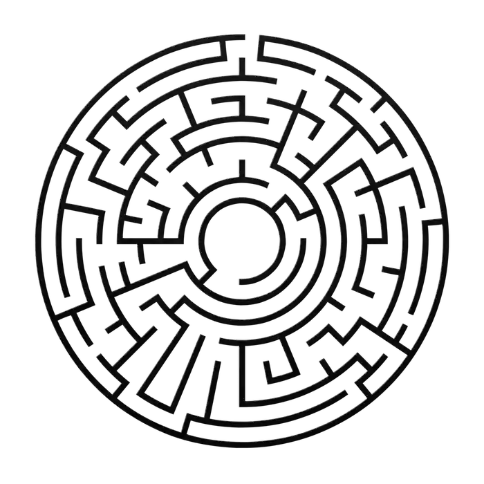 Labyrinth Zigzag Spokes Metal Sign