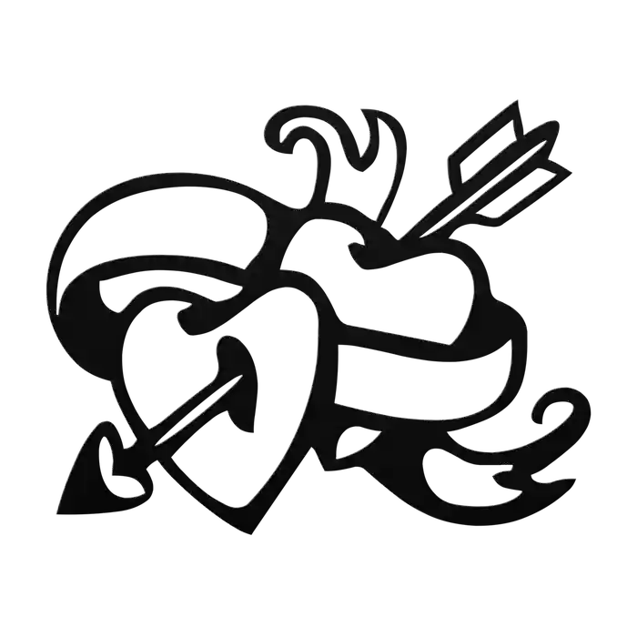 Love Arrow And Ribbon Metal Sign