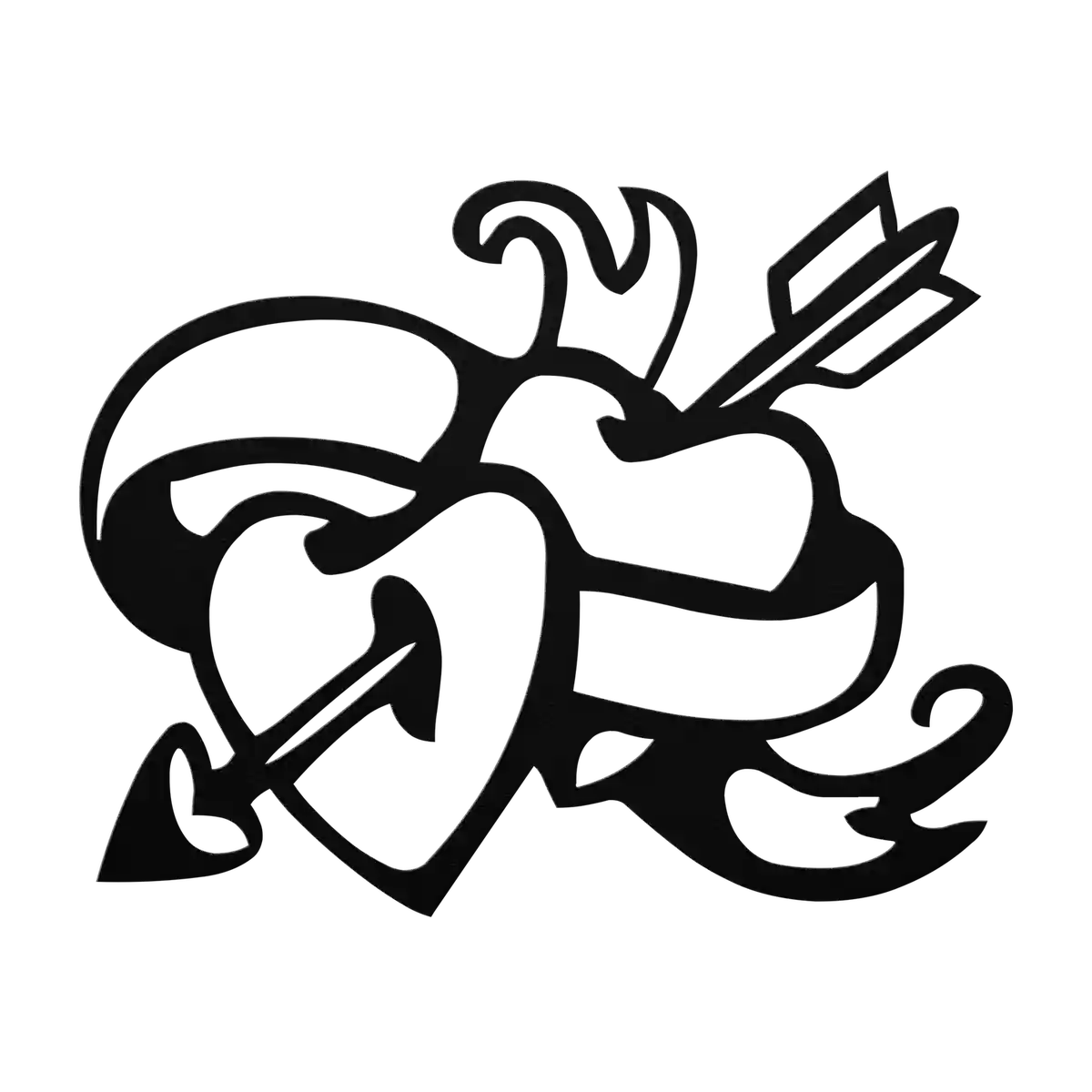 Love Arrow And Ribbon Metal Sign