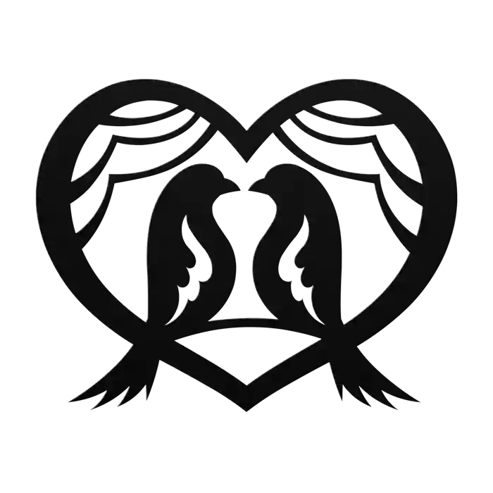 Love Birds On Heart Metal Sign