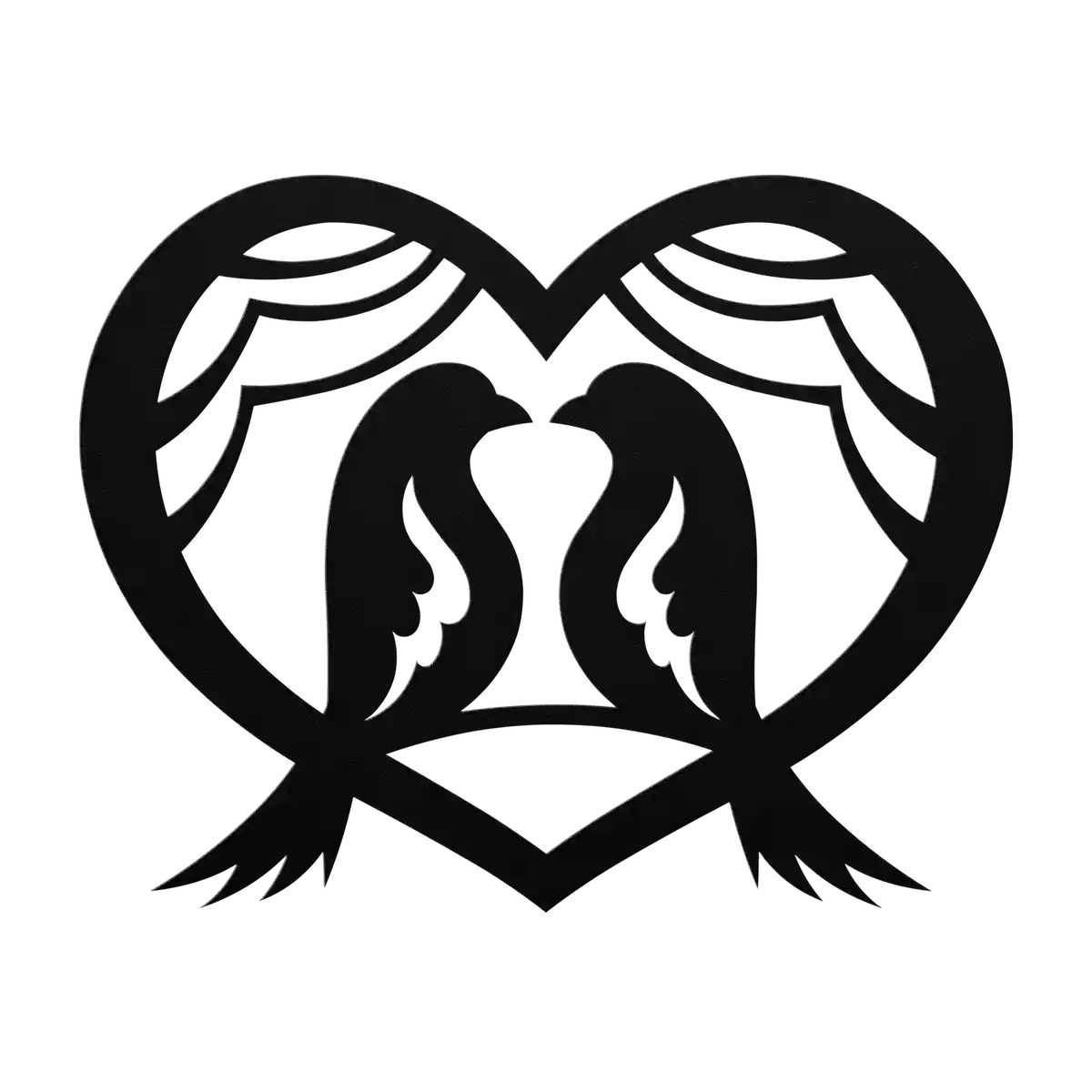 Love Birds On Heart Metal Sign