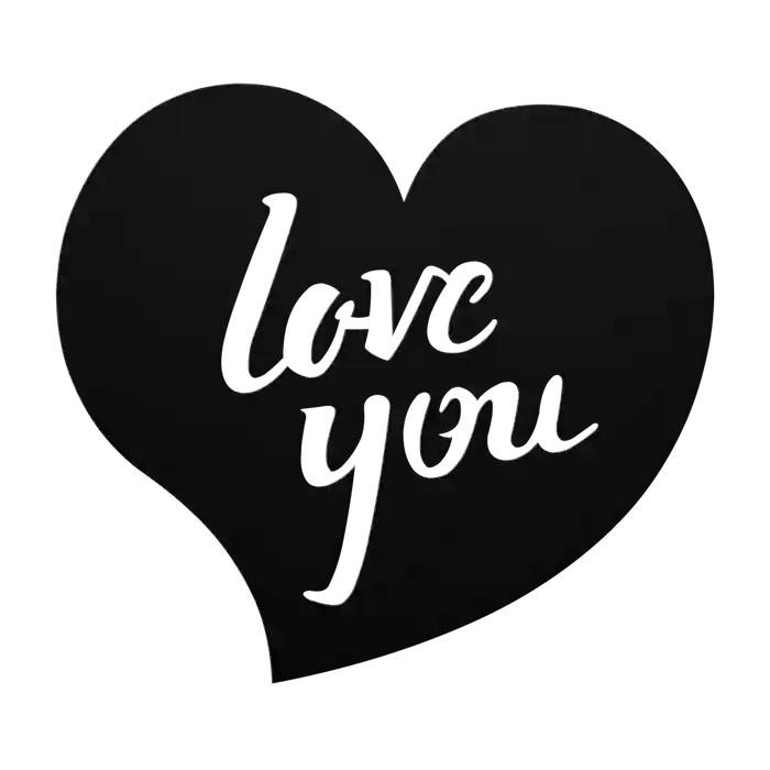 Love Brush Script Heart Metal Sign