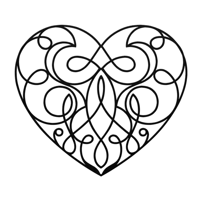 Love Calligraphy Heart Metal Sign
