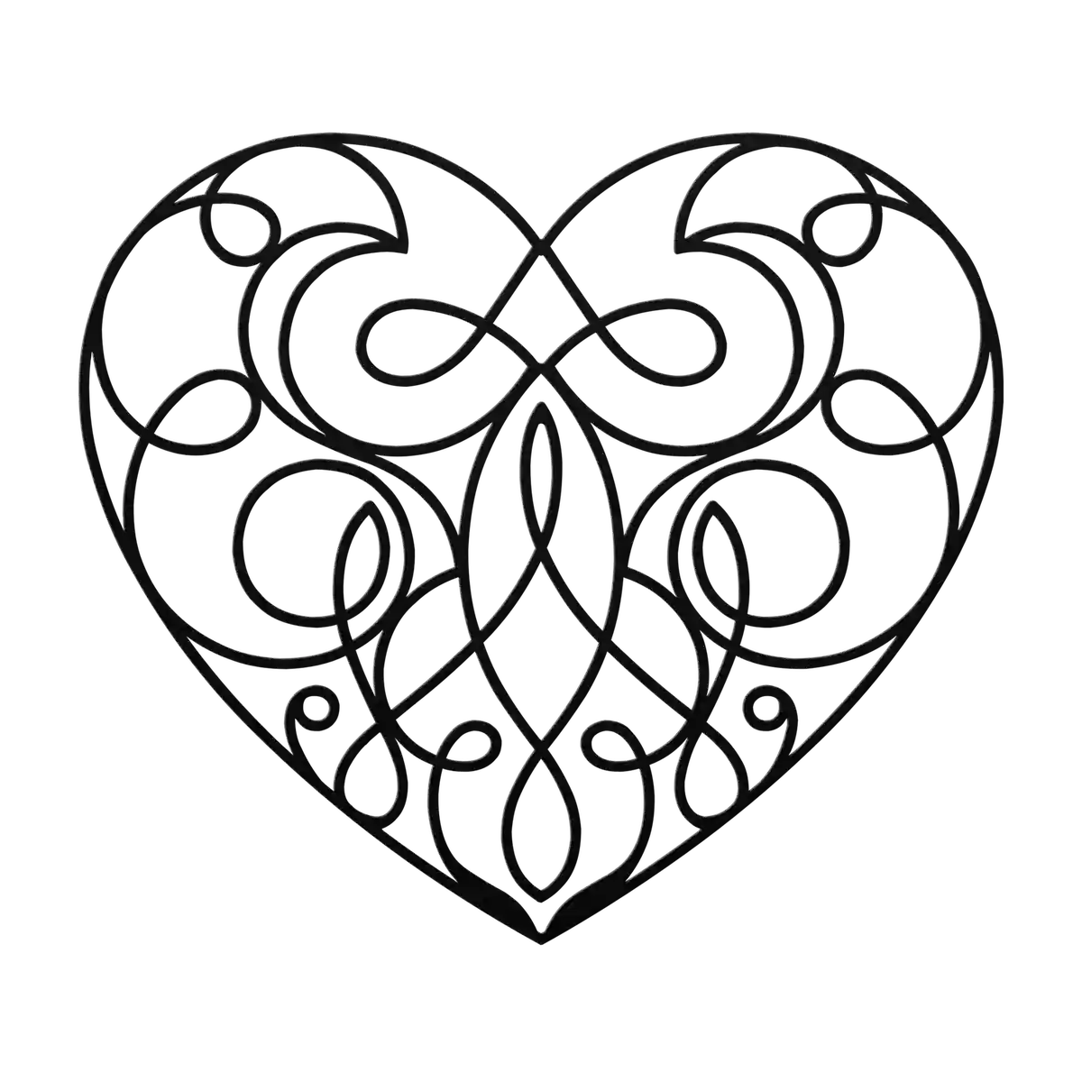 Love Calligraphy Heart Metal Sign