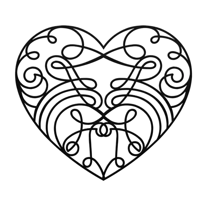 Love Curlicue Heart Metal Sign