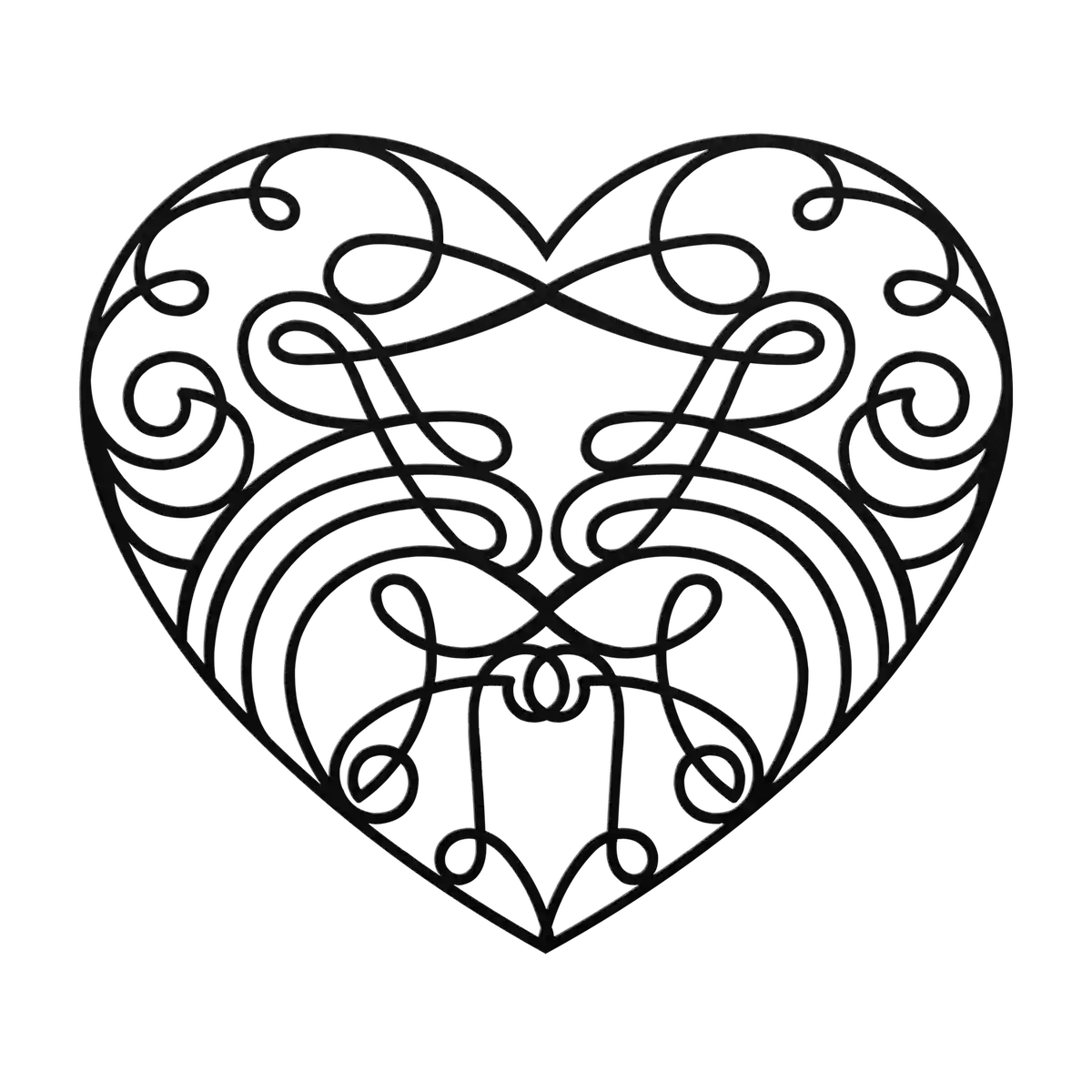 Love Curlicue Heart Metal Sign