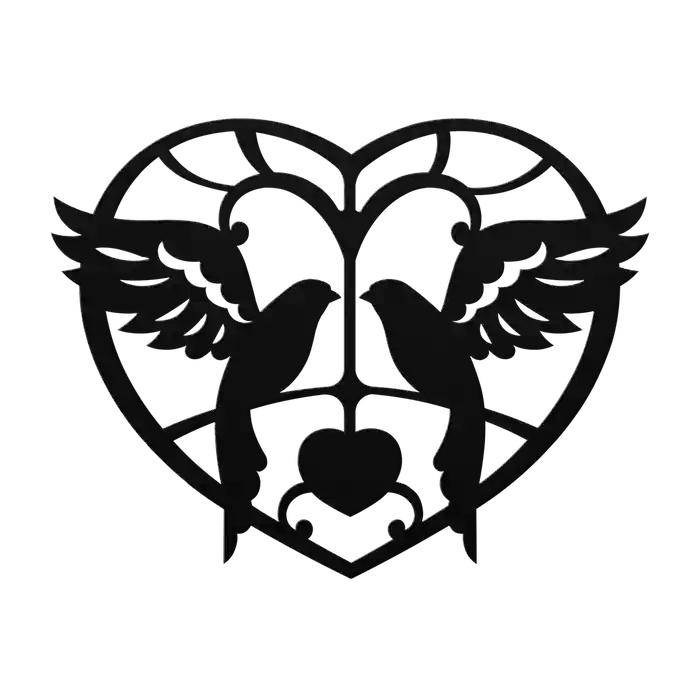 Love Doves Heart Metal Sign