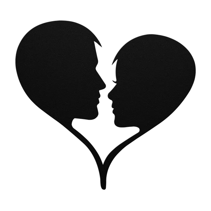 Love Facing Profiles Metal Sign