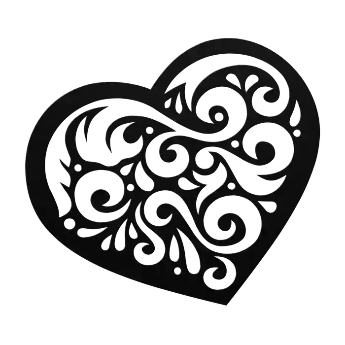 Love Half Scroll Heart Metal Sign