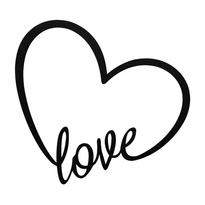 Love Heart Base Script Metal Sign