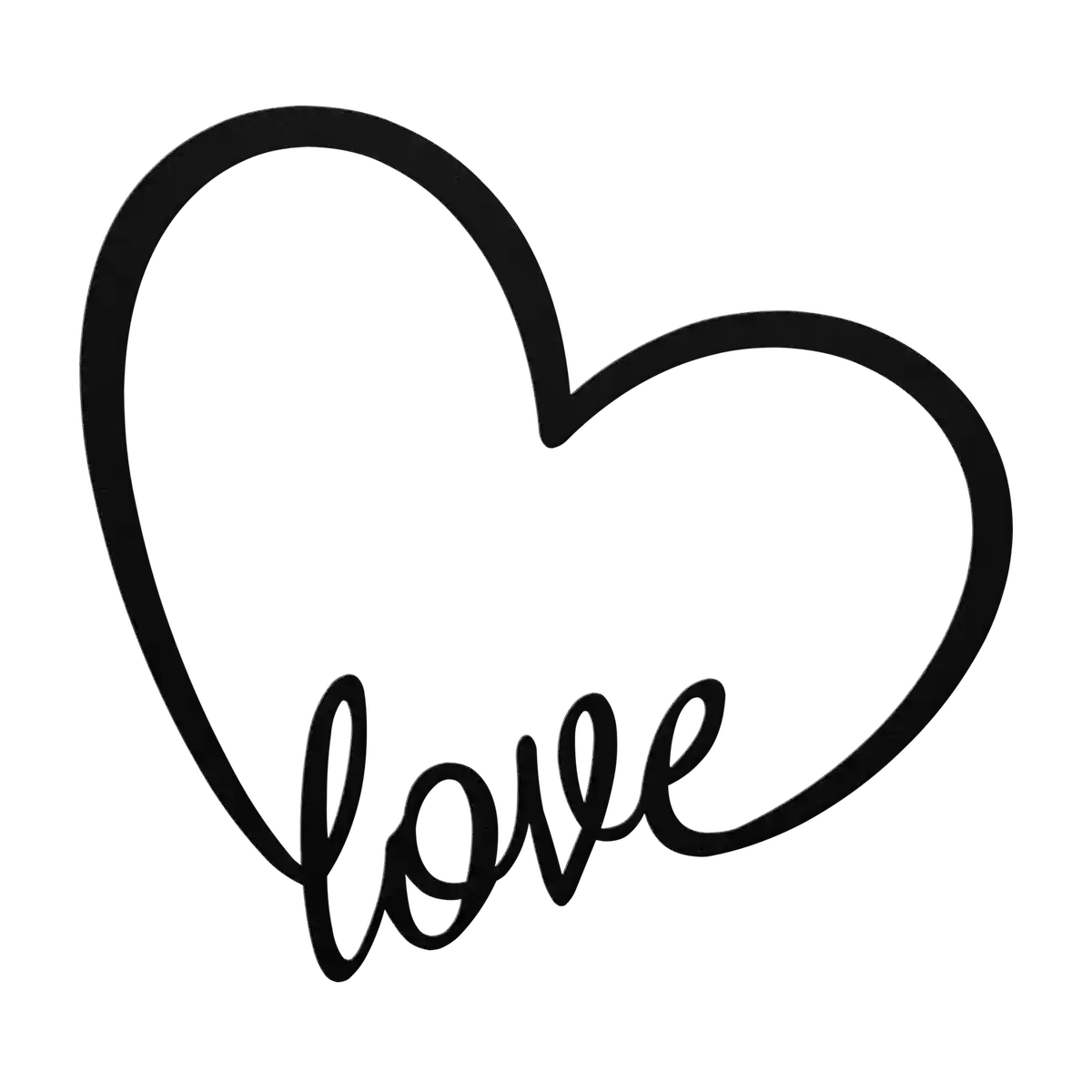Love Heart Base Script Metal Sign