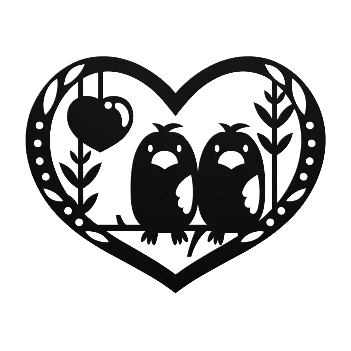 Love Owls On Heart Metal Sign