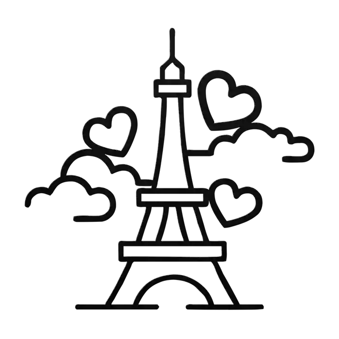 Love Paris Hearts Metal Sign