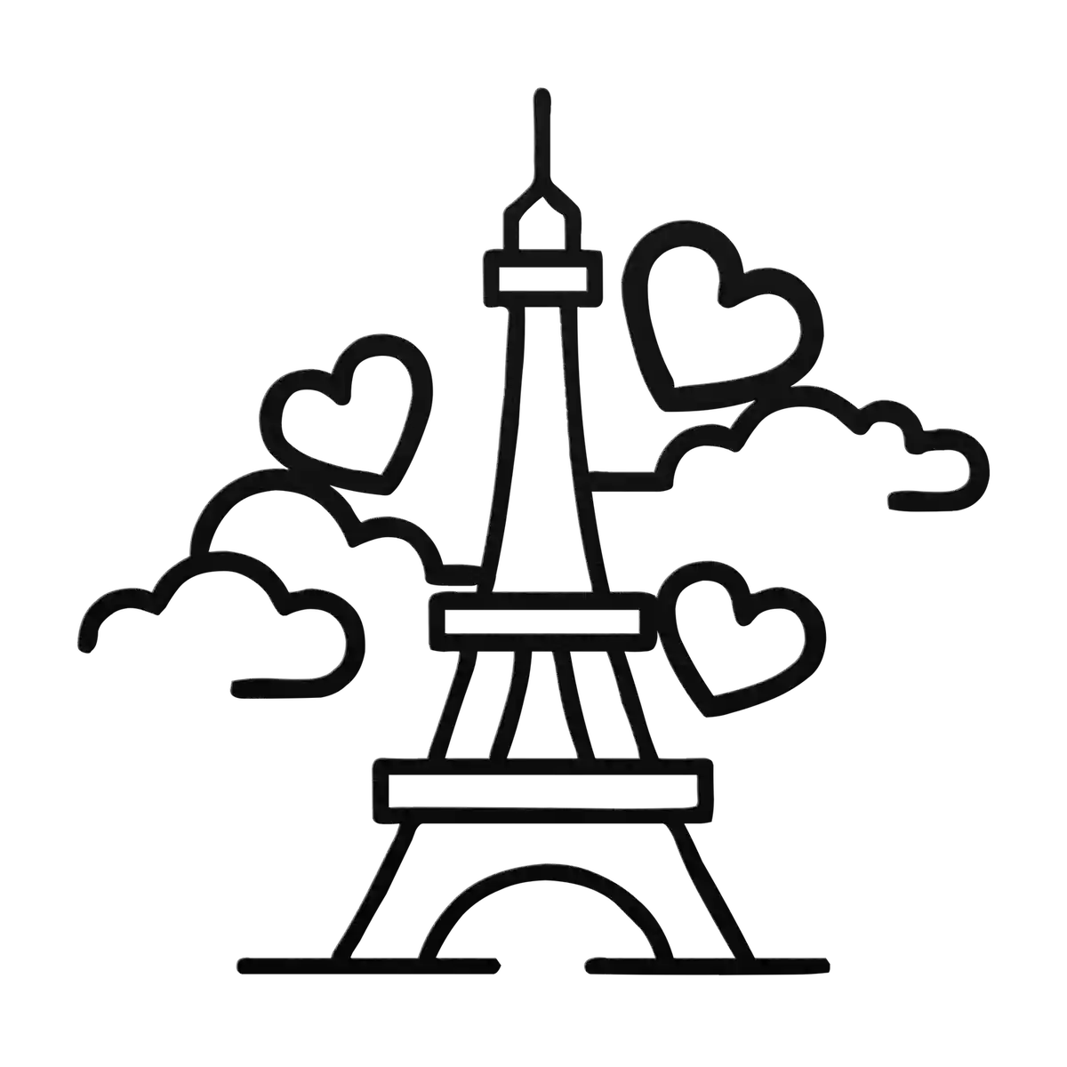 Love Paris Hearts Metal Sign