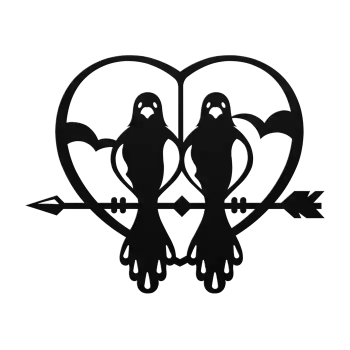 Love Parrots On Arrow Metal Sign