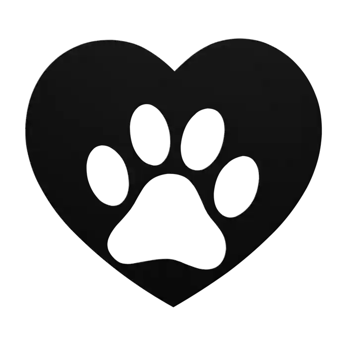 Love Paw Print Heart Metal Sign