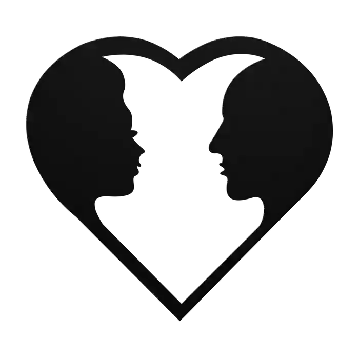 Love Profiles In Heart Metal Sign