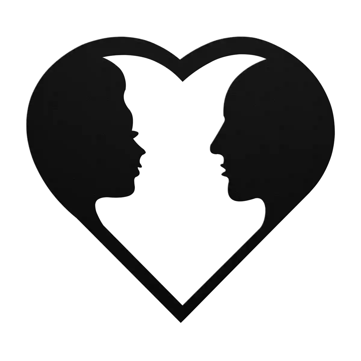 Love Profiles In Heart Metal Sign