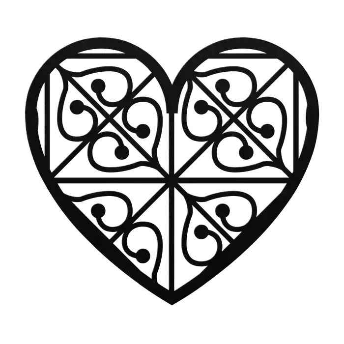 Love Quartered Scroll Heart Metal Sign