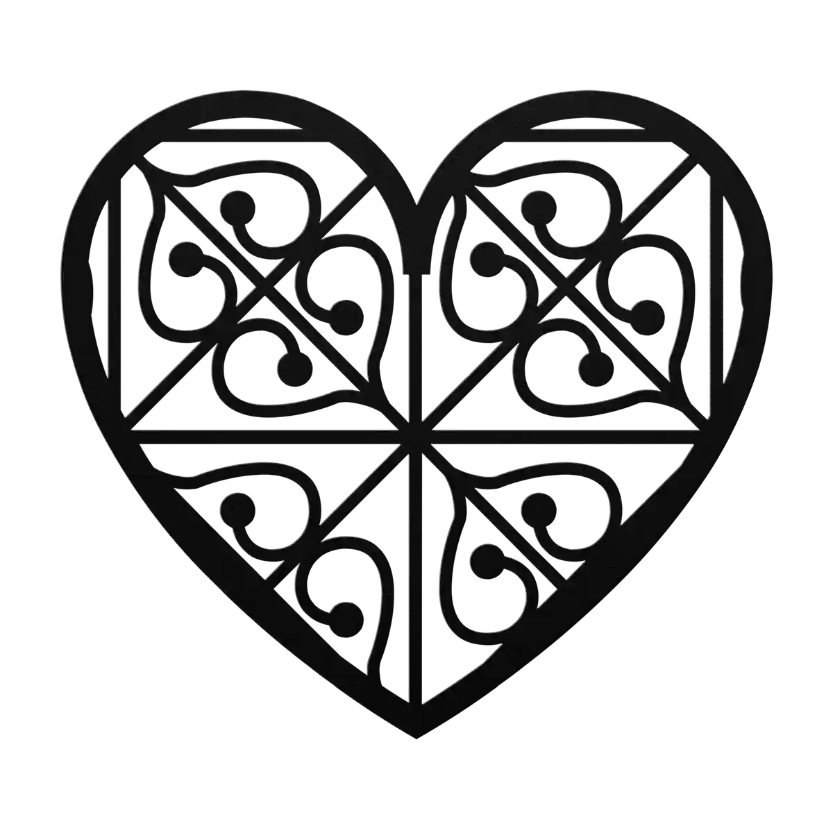 Love Quartered Scroll Heart Metal Sign