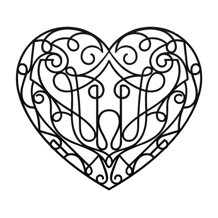 Love Ribbon Line Heart Metal Sign