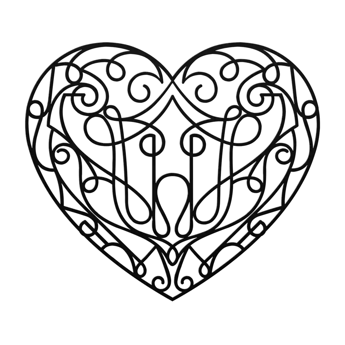 Love Ribbon Line Heart Metal Sign
