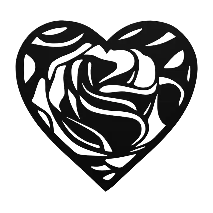 Love Rose Heart Metal Sign