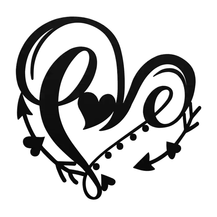 Love Script And Arrows Metal Sign