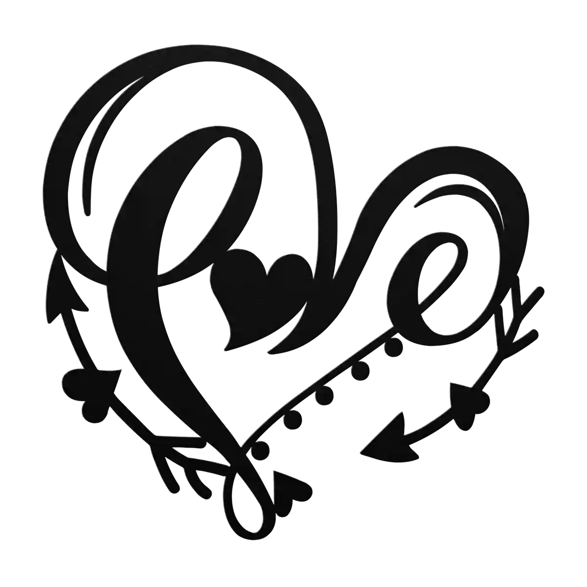 Love Script And Arrows Metal Sign