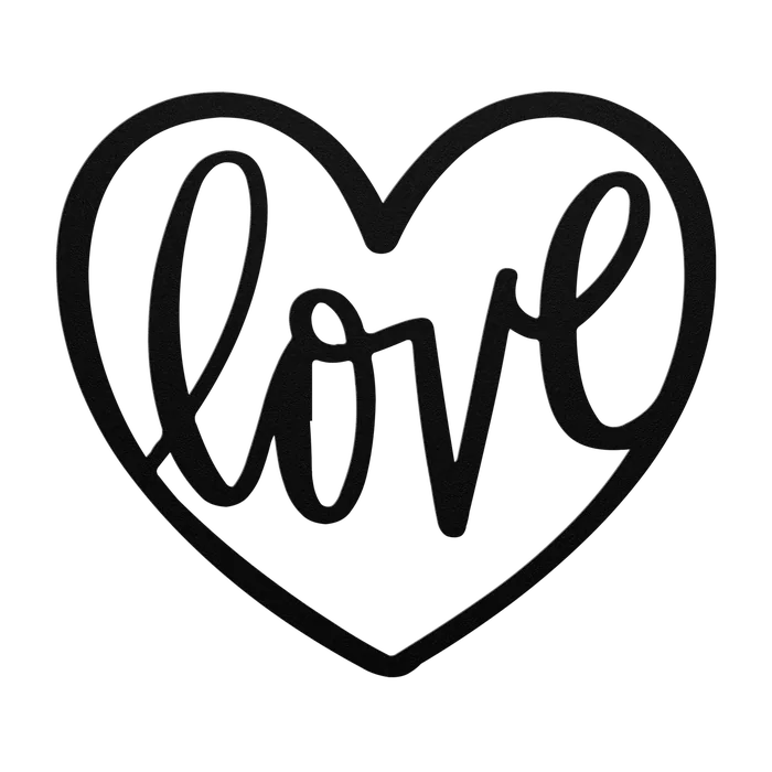 Love Script Heart Metal Sign