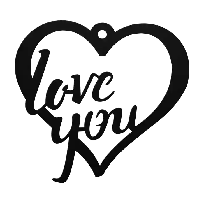 Love Script Outline Heart Metal Sign