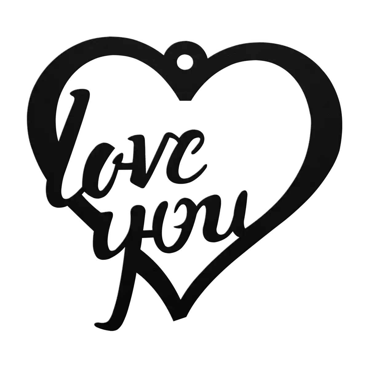 Love Script Outline Heart Metal Sign