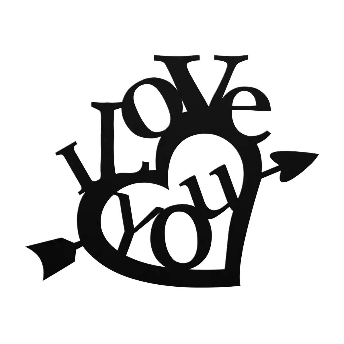 Love Scripted Arrow Heart Metal Sign