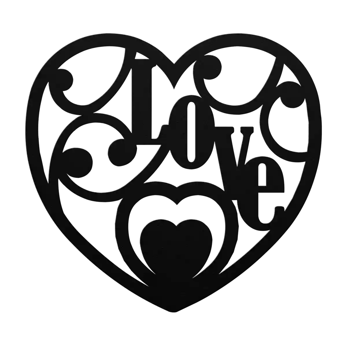 Love Scroll Word Heart Metal Sign