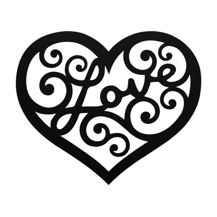 Love Scrollwork Heart Metal Sign