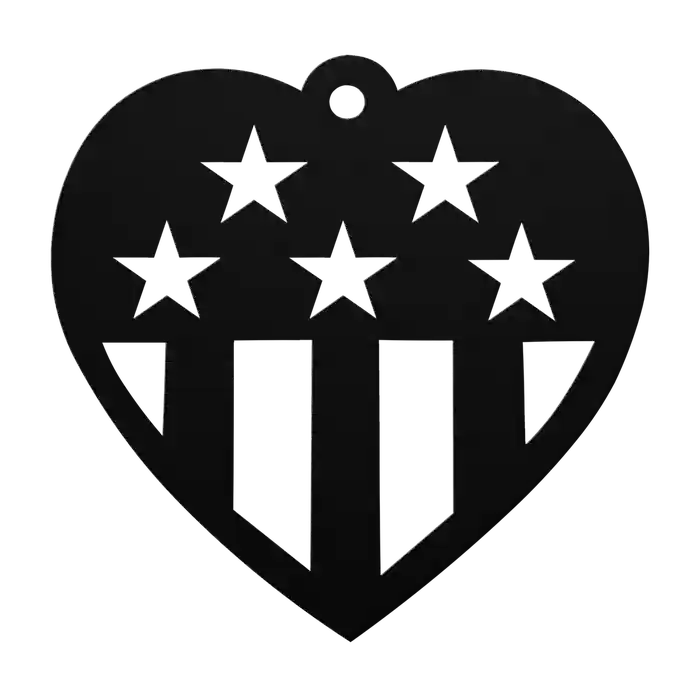 Love Stars And Stripes Heart Metal Sign